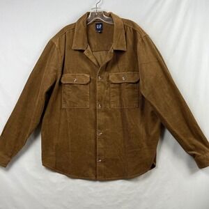 GAP Corduroy Shirt Jacket Mens XL Brown Chore Barn Button Up Shacket Casual